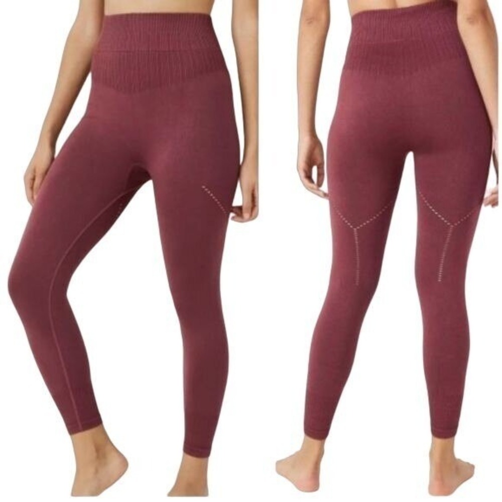 JoyLab Women Gorpcore Leggings S Burgundy High Waisted Seamless Workout Yoga NEW